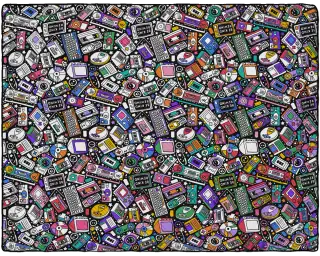 Retro Tech coloring blanket design