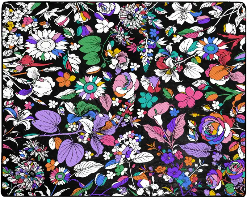 The selected coloring blanket design, partly colored in with markers